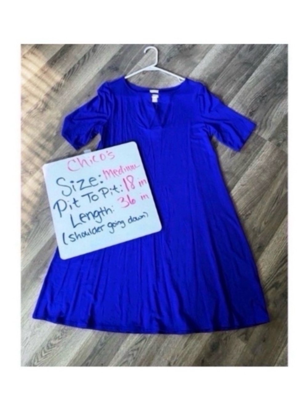CHICO’S Royal Blue Swing T Shirt Dress Size Medium New! - Picture 6 of 7